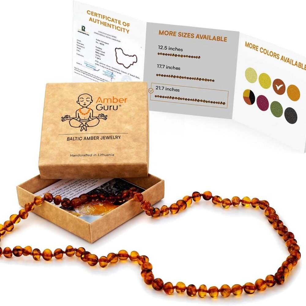 Baltic Amber Necklace for Women and Men Authentic, Certified - 21.7 inches - Uni
